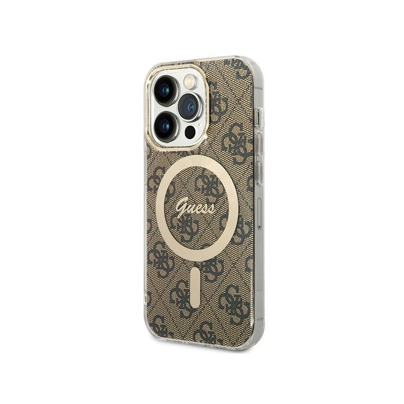 Kryt Guess IML 4G MagSafe pro iPhone 15 Pro - brown