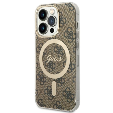 Kryt Guess IML 4G MagSafe pro iPhone 15 Pro - brown