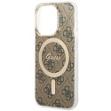 Kryt Guess IML 4G MagSafe pro iPhone 15 Pro - brown