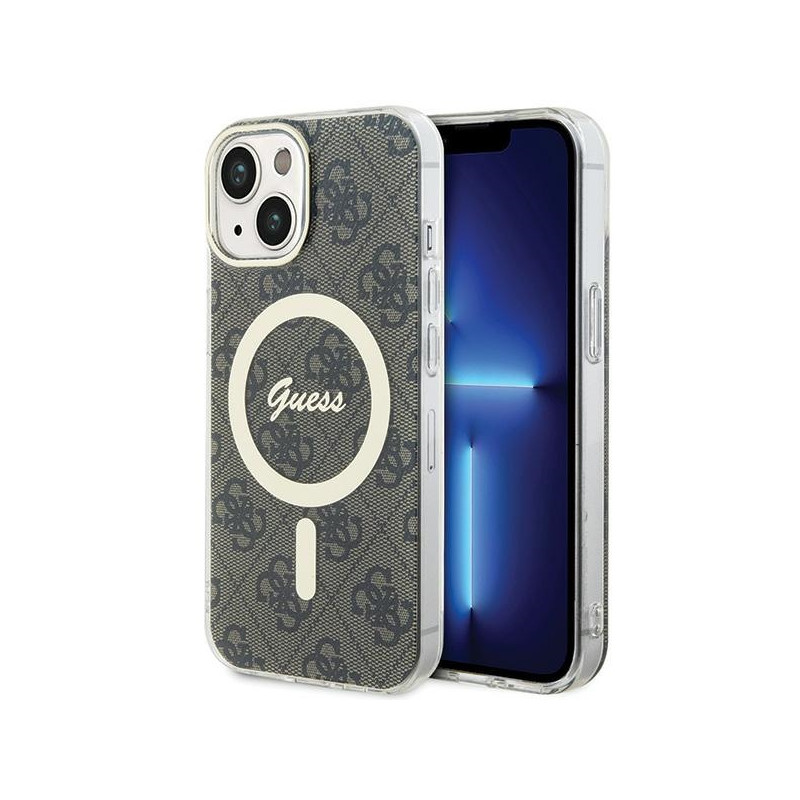 Kryt Guess IML 4G MagSafe pro iPhone 15 Plus - hnědý