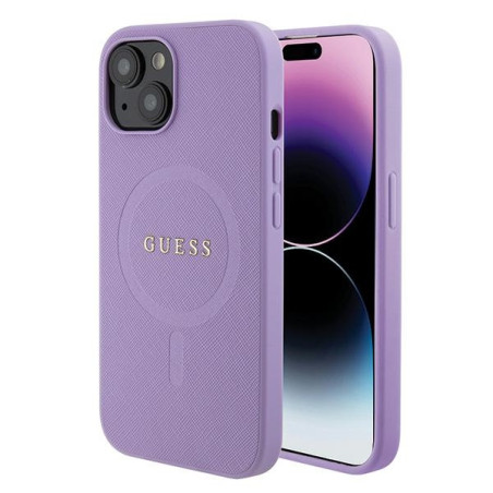Kryt Guess SAFFIANO MagSafe pro iPhone 15 Plus - fialová