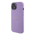 Kryt Guess SAFFIANO MagSafe pro iPhone 15 Plus - fialová
