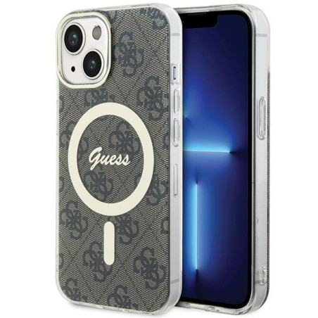 Kryt Guess IML 4G MagSafe iPhone 15 - hnědá