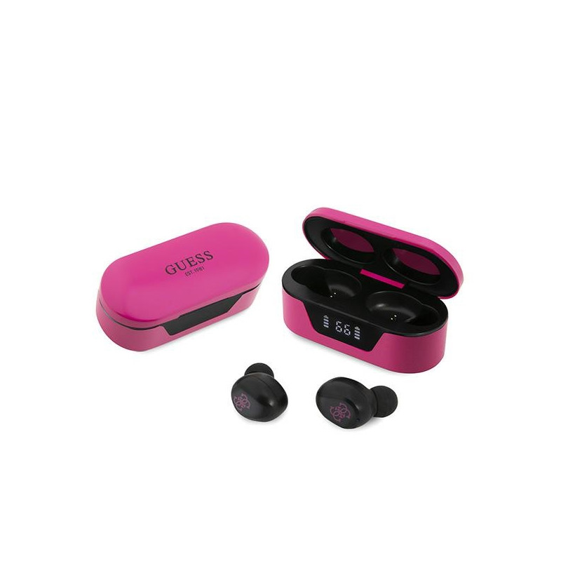 Guess GUTWST31EM TWS Bluetooth headphones + magenta docking station