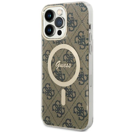Kryt Guess IML 4G MagSafe pro iPhone 15 Pro Max - hnědá