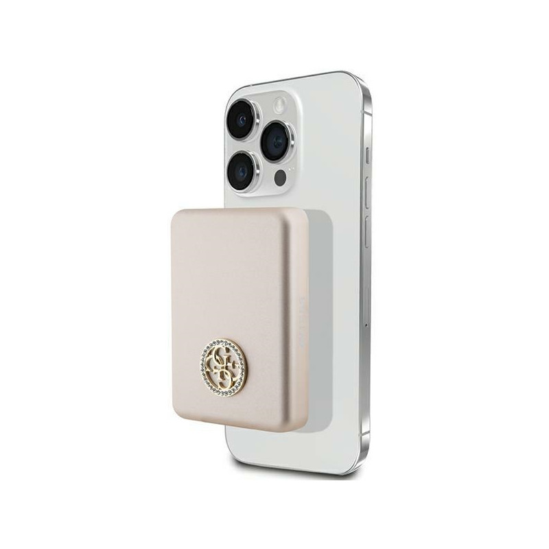 Guess MagSafe 4G Strassed Metal Logo induction power bank 15W 5000mAh - gold