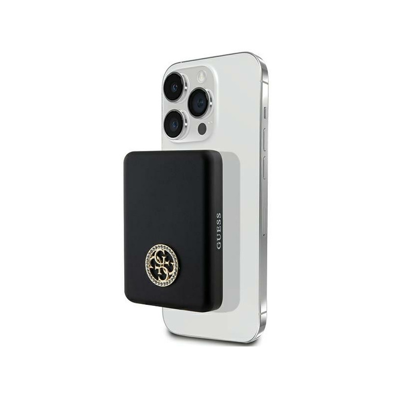 Guess MagSafe 4G Strassed Metal Logo induction power bank 15W 5000mAh - black