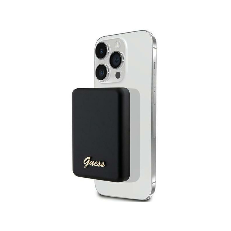 Guess MagSafe Metal Script Logo induction power bank 15W 5000mAh - black
