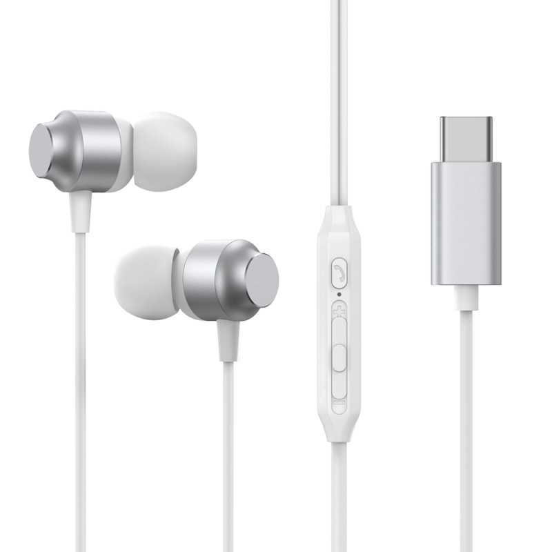Sluchátka do uší Joyroom JR-EC06 USB-C - stříbrná