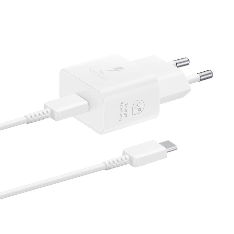 Nabíječka do sítě Samsung EP-T2510XWEGEU 25W SFC GaN s kabelem USB-C - bílá