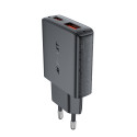 Acefast A69 PD 30W GaN USB-A USB-C ultra slim wall charger - black