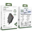 Acefast A69 PD 30W GaN USB-A USB-C ultra slim wall charger - black