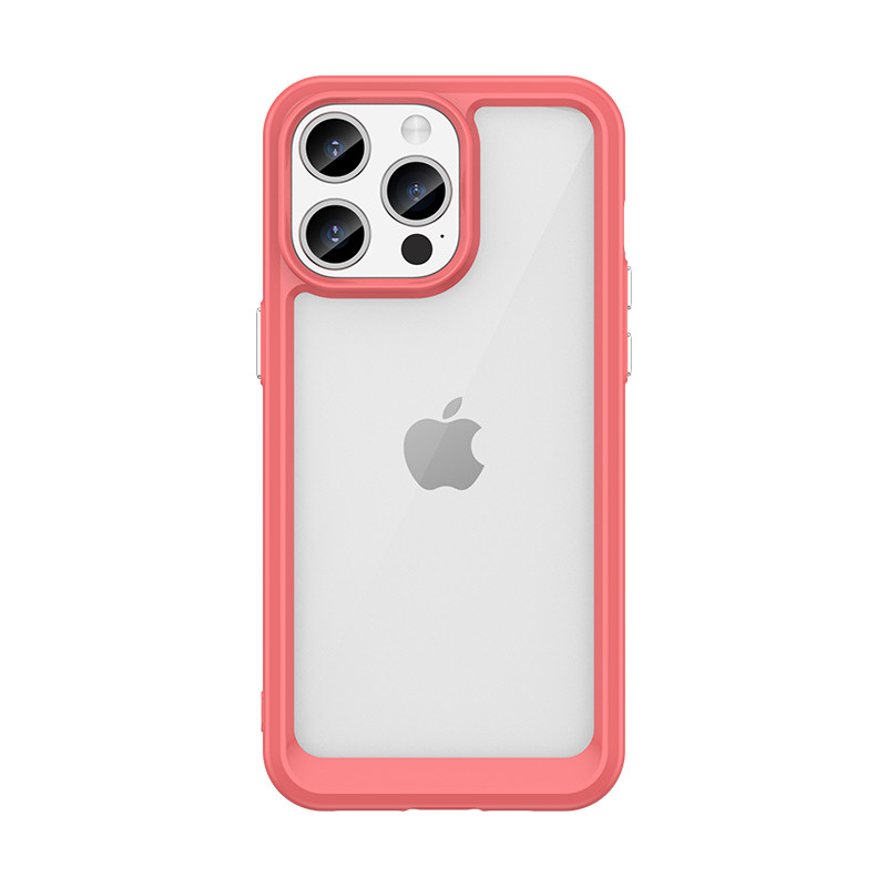 AG PREMIUM Zesílené pouzdro s pružným rámem pro iPhone 15 Pro Outer Space - červené