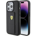 Kryt Ferrari GRIP STAND Metal Logo iPhone 15 Pro černý