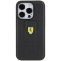 Kryt Ferrari GRIP STAND Metal Logo iPhone 15 Pro černý