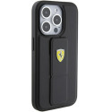 Kryt Ferrari GRIP STAND Metal Logo iPhone 15 Pro černý