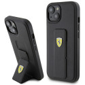Kryt Ferrari Grip Stand Metal Logo pro iPhone 15 – černá