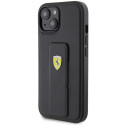 Kryt Ferrari Grip Stand Metal Logo pro iPhone 15 – černá