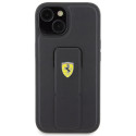 Kryt Ferrari Grip Stand Metal Logo pro iPhone 15 – černá