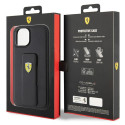 Kryt Ferrari Grip Stand Metal Logo pro iPhone 15 – černá