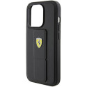 Kryt Ferrari Grip Stand Metal Logo iPhone 15 Pro Max – černý