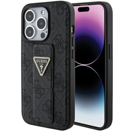 Kryt Guess Grip Stand 4G pro iPhone 15 Pro černý