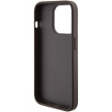Kryt GUESS Grip Stand 4G Triangle Strass iPhone 15 Pro - hnědý