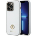 Kryt Guess STRASS METAL Logo iPhone 15 Pro - stříbrná