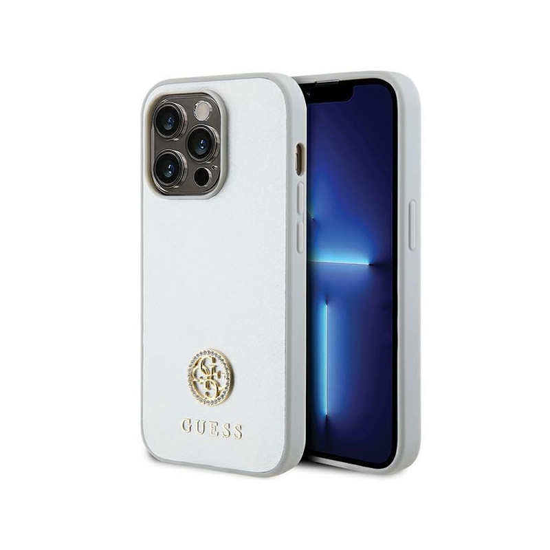 Kryt Guess STRASS METAL Logo pro iPhone 15 Pro - stříbrná