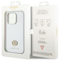 Kryt Guess STRASS METAL Logo iPhone 15 Pro - stříbrná