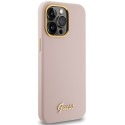 Kryt Guess Silicone Script pro iPhone 15 Pro - růžová