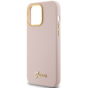 Kryt Guess Silicone Script pro iPhone 15 Pro - růžová