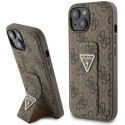 Kryt Guess GRIP STAND 4G Triangle Strass iPhone 15 - hnědý
