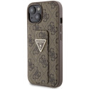 Kryt Guess GRIP STAND 4G Triangle Strass iPhone 15 - hnědý