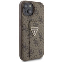 Kryt Guess GRIP STAND 4G Triangle Strass iPhone 15 - hnědý