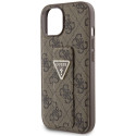 Kryt Guess GRIP STAND 4G Triangle Strass iPhone 15 - hnědý