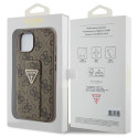 Kryt Guess GRIP STAND 4G Triangle Strass iPhone 15 - hnědý