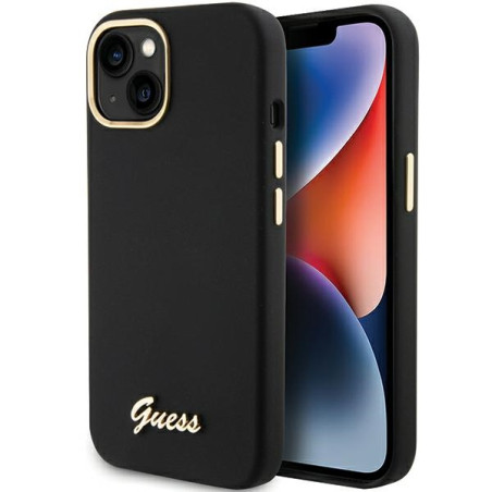 Kryt Guess SILICONE SCRIPT pro iPhone 15 - černý