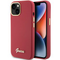 Kryt Guess Silicone Script Metal Logo pro iPhone 15 - červený