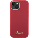 Kryt Guess Silicone Script Metal Logo pro iPhone 15 - červený