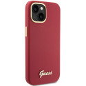 Kryt Guess Silicone Script Metal Logo pro iPhone 15 - červený