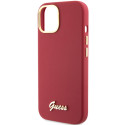 Kryt Guess Silicone Script Metal Logo pro iPhone 15 - červený