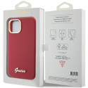 Kryt Guess Silicone Script Metal Logo pro iPhone 15 - červený