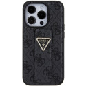 Kryt Guess GRIP STAND 4G Triangle Strass iPhone 15 Pro Max černý