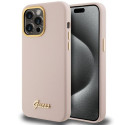 Kryt Guess Silicone Script Metal Logo pro iPhone 15 Pro Max pink