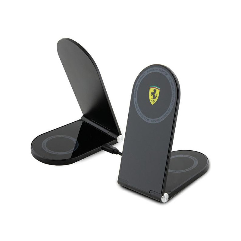 Ferrari Printed Logo MagSafe foldable 2in1 15W inductive charger - black