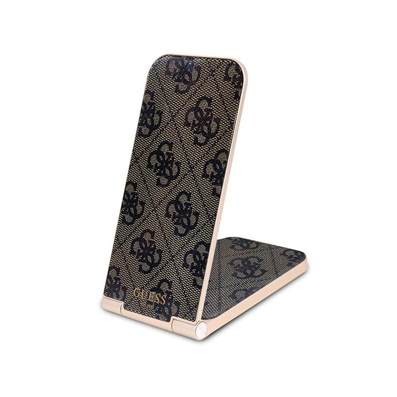 Guess 4G Pattern MagSafe foldable 2in1 15W inductive charger - brown