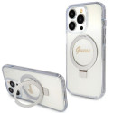 Kryt Guess Ring Stand Script Glitter iPhone 15 Pro – transparent