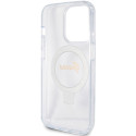 Kryt Guess Ring Stand Script Glitter iPhone 15 Pro – transparent
