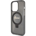 Kryt Guess Ring Stand Script Glitter iPhone 15 Pro - černý